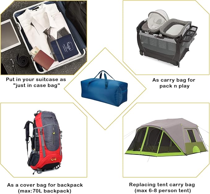 Foldable Duffel Bag 30" / 75L Lightweight with Water Rresistant for Travel-Blue