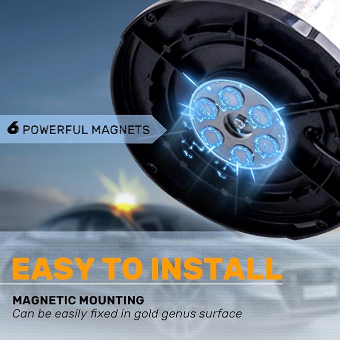 1PCS Amber Beacon Light, 96 LED Magnetic Beacon Strobe Flashing Safety Caution Warning Emergency Lights for Vehicles Truck Trailer Forklift Bus Car Snow Plow ATV Tractor Golf Carts Boat