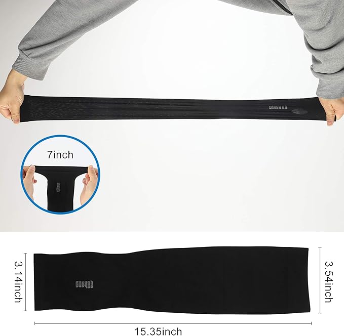 6 Pairs Arm Compression Sleeves for Women Men Outdoor UPF50 UV Protection Sun Sleeves Cooling Tattoo Black Sleeve with Thumb Hole