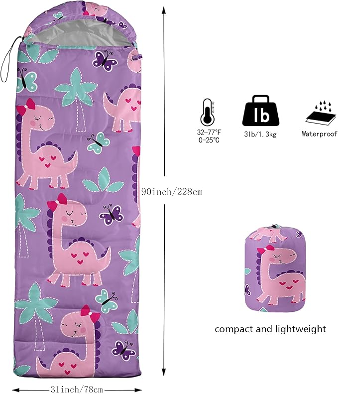 Axolotl Unicorn Sleeping Bag for Kids Boys Girls–Lightweight Warm Cold Weather Sleeping Bags,Waterproof Portable Sleeping Bag with Compression Sack for Camping Backpacking Outdoor Indoor