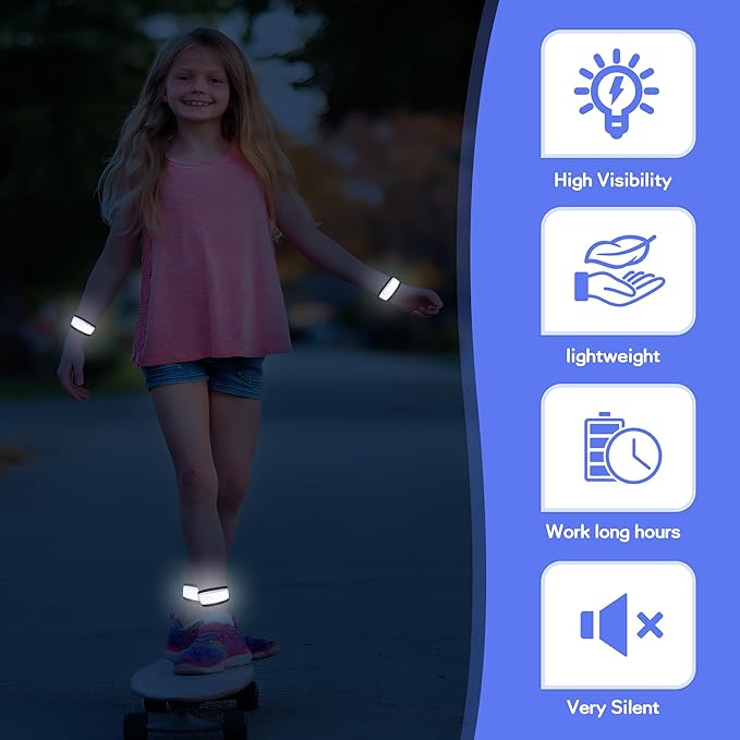 6 PCS LED Reflective Gear, LED Wristbands, LED Light Up Wristbands for Walking, Running, Jogging, Concerts, Sports, Camping, Sporting Events, Party, Rave Accessories