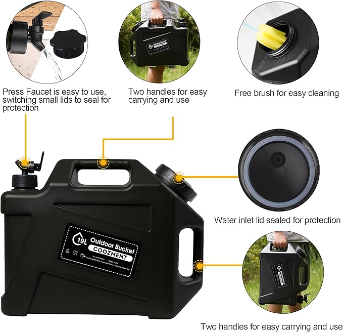 3.2 Gallon/5 Gallon Water Containers with Spigot, BPA Free Water Jug, Military Green Water Tank, Multifunction Water Storage Containers for Camping Outdoor Hiking,Emergency Stroage