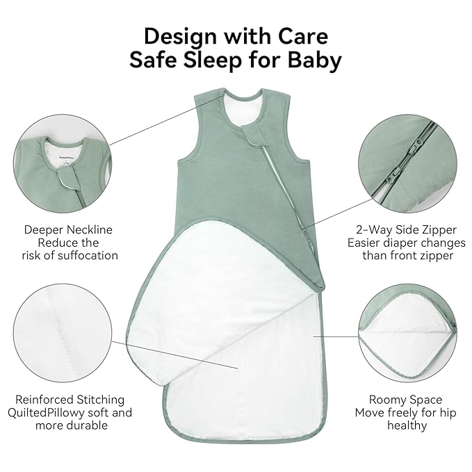 BubblePanda Rayon Made from Bamboo Sleep Sack 0-6 Months 1.0 Tog Soft Toddler Sleeping Sack 3-6 Months for Infant Newborn Babies 2-Way Zipper Baby Wearable Blanket 0-3 Months