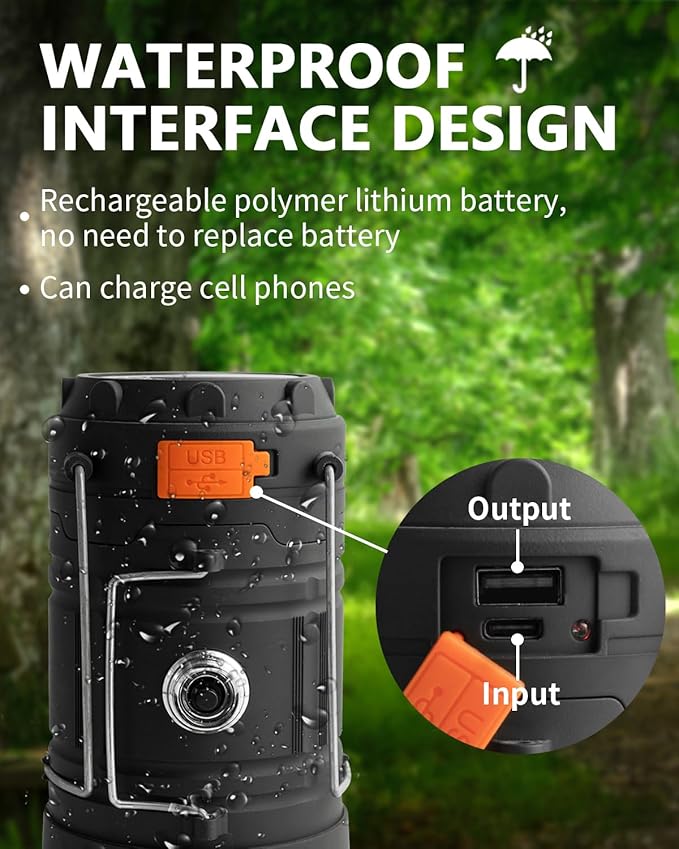 Hand Crank Solar Camping Lantern, Large Capacity Portable Ultra Bright LED Torch, USB Charger, Electronic Lantern for Outdoor (2)