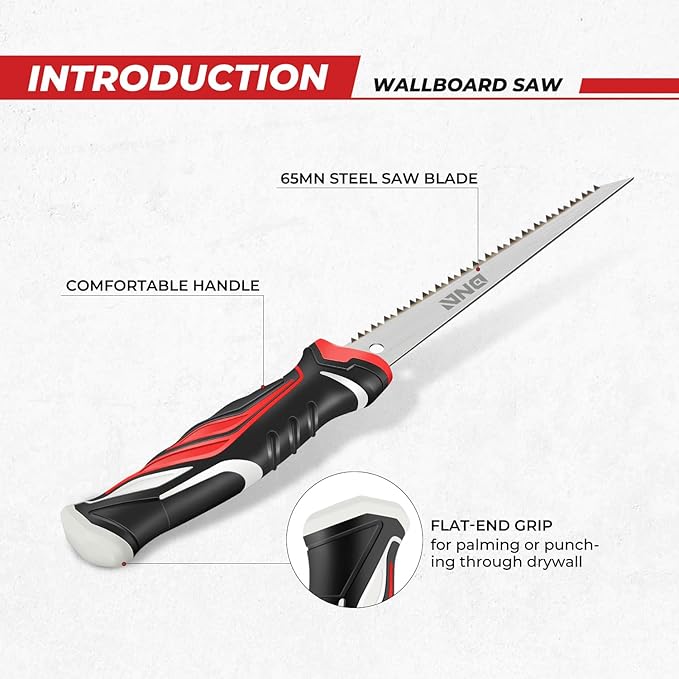 DNA MOTORING 6 in Drywall Wallboard Hand Saw, Bi-Ground Teeth Jab Saw, Faster Cutting Handsaw for Drywall, Wallboard, Plywood, PVC, TOOLS-00588