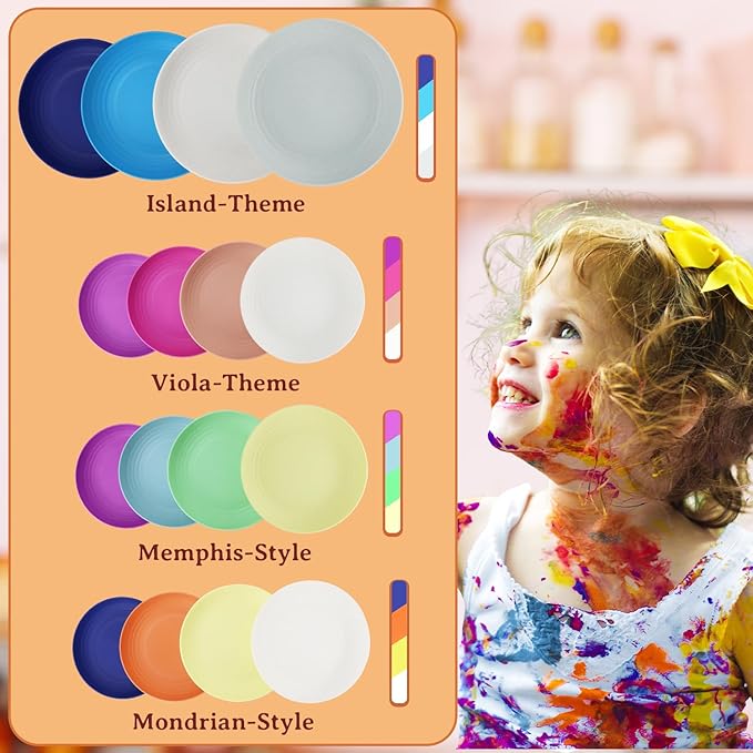 Homienly Dessert Plates Set of 8 Small Wheat Straw Plate Set, Side Dish Appetizer Plates for Kitchen Unbreakable Snack Plate for Kids Mini Dinner Plate for Snack,5.7 Inch(Island Series)