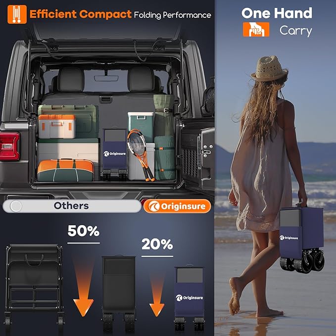 220L Collapsible Wagon Cart Foldable, 460LB Load Capacity Heavy Duty Folding Beach Wagons with Big All-Terrain Wheels, Utility Carts for Groceries, Camping, Sports - Grey&Purple