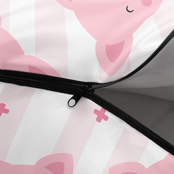 AILONEN Pink Lovely Rabbit Sleeping Bag for Girls Kids Adults,Warm and Cool Weather,Lightweight,Waterproof Backpacking,Cartoon Flowers Printed Bunny Sleeping Bag for Camping