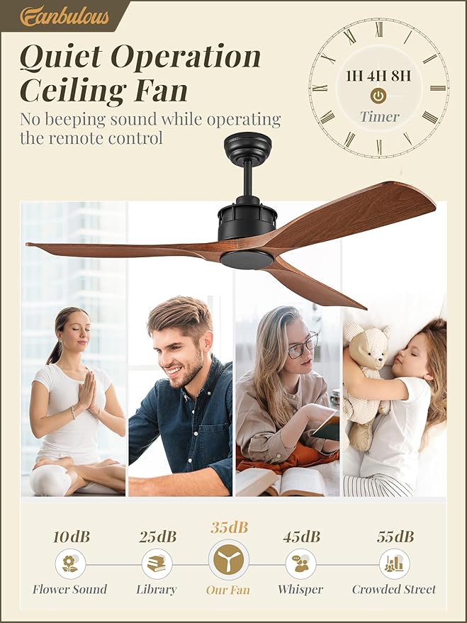 52" Ceiling Fans Without Lights, Flush Mount Ceiling Fan with Remote Control,Modern Outdoor Ceiling Fans with 2 Downrods 6-Speeds Reversible DC Motor for Patio Bedroom Living Room