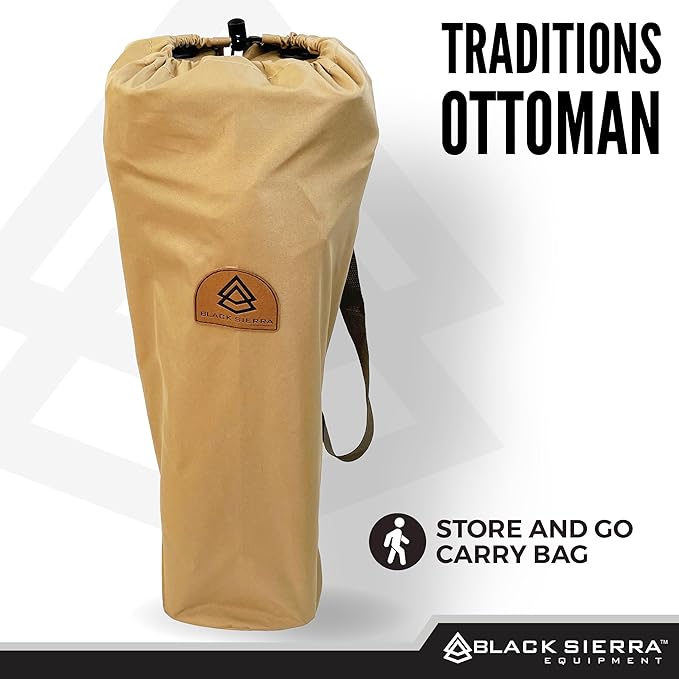 Black Sierra Traditions Camping Foot Stool, Folding Camp Ottoman, Lightweight Collapsible Camp Footrest, Folding Camping Footrest, Lightweight Beach Chair Footrest, Portable Folding Outdoor Footrest