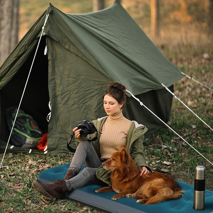 Single Size Camping Air Mattress with Built in Foot Pump, Inflatable Bed Blow Up Mattress Sleeping Pad