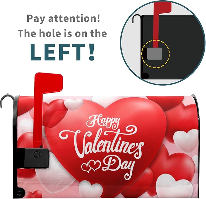 Happy Valentine's Day Magnetic Mailbox Cover - Red and Pink Love Heart Design - Standard Size 25.5x21 Inch for Home Outdoor Garden Decorations