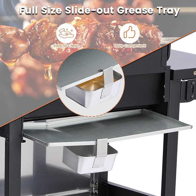 3-Burner BBQ Propane Gas Grill with Side Burner, 37230BTU Stainless Steel Barbecue Grill with Enameled Cast Iron Cooking Grids, For Camping Outdoor Cooking (Style4: 3+1 Burner)