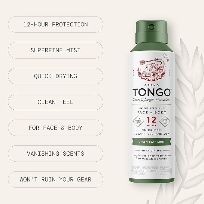 Green Tea + Mint Insect Repellent, 12-Hour Mosquito & Tick Protection, Picaridin-Based, Water-Based, Lightweight, Quick-Drying, Vanishing Scent, DEET Alternative, Face & Body Use, 3 Pack