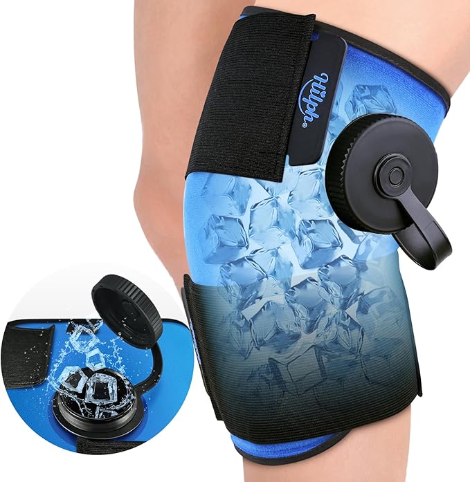 Hilph Knee Refillable Ice Bag for Injuries, Portable Travel Ice Pack with 2 Hours Long Lasting Cold for Knee Cold Therapy, Instant Relief for Replacement Surgery, Sports Injury, Swelling, Muscle Pain