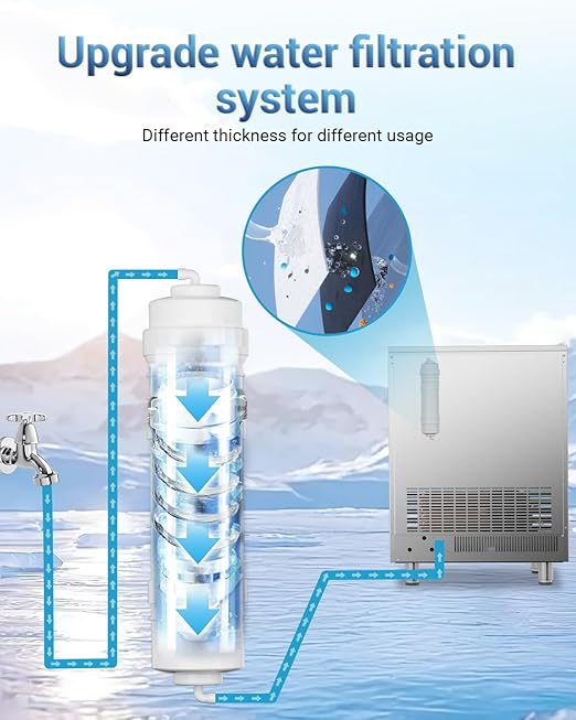 Commercial Ice Maker, 450Lbs/24H Under Counter Ice Maker Machine, 120Lbs Storage Bin, Adjustable Thickness Settings, Ideal for Home Bar Cafe Restaurants