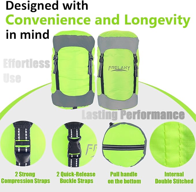 Frelaxy Compression Sack, 40% More Storage! 11L/18L/30L/45L/52L Compression Stuff Sack, Water-Resistant & Ultralight Sleeping Bag Stuff Sack - Space Saving Gear for Camping, Hiking