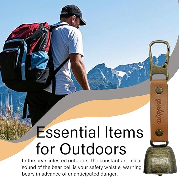 Bear Bell with Magnetic Silencer|Bear Bells for Hiking & Camping|Bear Deterrent Device with Emergency Whistle & Carabiner to Scare Animals|Bear Alarm for Outdoor Biking Fishing Climbing