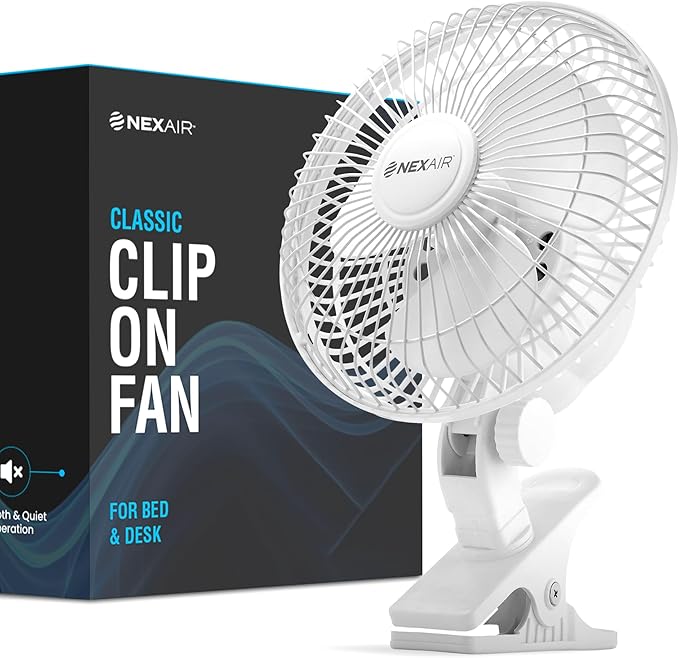 6-Inch Clip on Fan, 360 Degree Rotation, Two Speed Portable Clip Fan With Strong Clamp Grip, Quiet Operating Desk Fan Plug-in AC Made Of Durable Material, Great For Bedroom, Office, Living Room