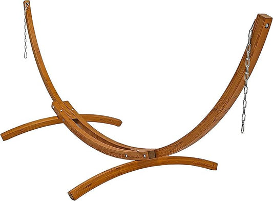 Sunnydaze Curved Wood Hammock Stand Only - 2-Person Wooden Hammock Stand for Outside with 400-Pound Capacity- 12-Foot