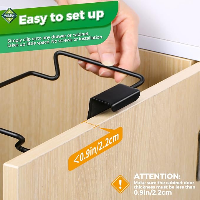 HNYYZL Trash Bag Holder,2 Pack Trash Bag Holder for Cabinet Door and Cupboards,Stainless Steel,Black,Plastic Bag Holder under Sink,Use for Kitchen,Bathroom,Camper,Rv