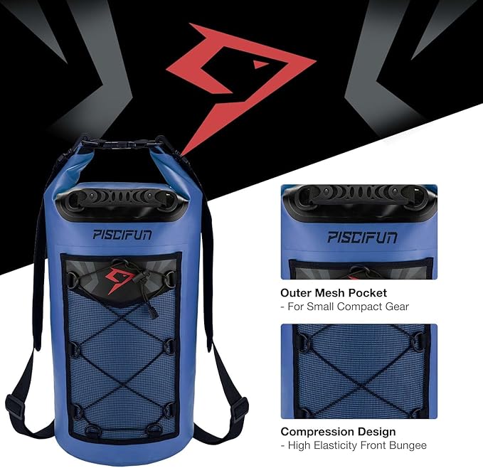 Piscifun Dry Bag, Waterproof Floating Backpack 5L/10L/20L/30L/40L with Waterproof Phone Case for Boating, Kayaking, Fishing