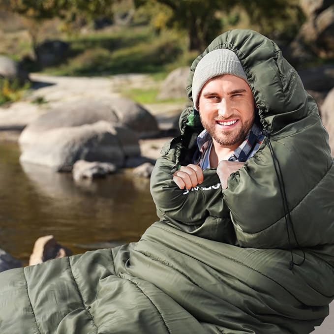 0 Degree Sleeping Bag 100% Cotton Flannel XXL Cold Weather Winter Oversized Sleeping Bag for Adults Camping Zero Degree Big and Tall with Compression Sack