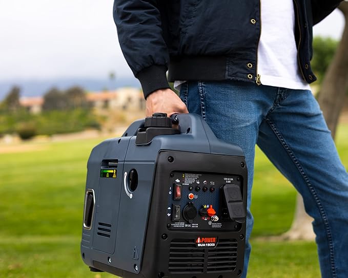 A-iPower 1500 Watt Portable Quiet Inverter Generator Gas Powered, Small Ultra Lightweight Quiet Generator for Camping, Tailgating, Home Backup, Emergency, EPA & CARB Compliant, CO Sensor (SUA1500i)