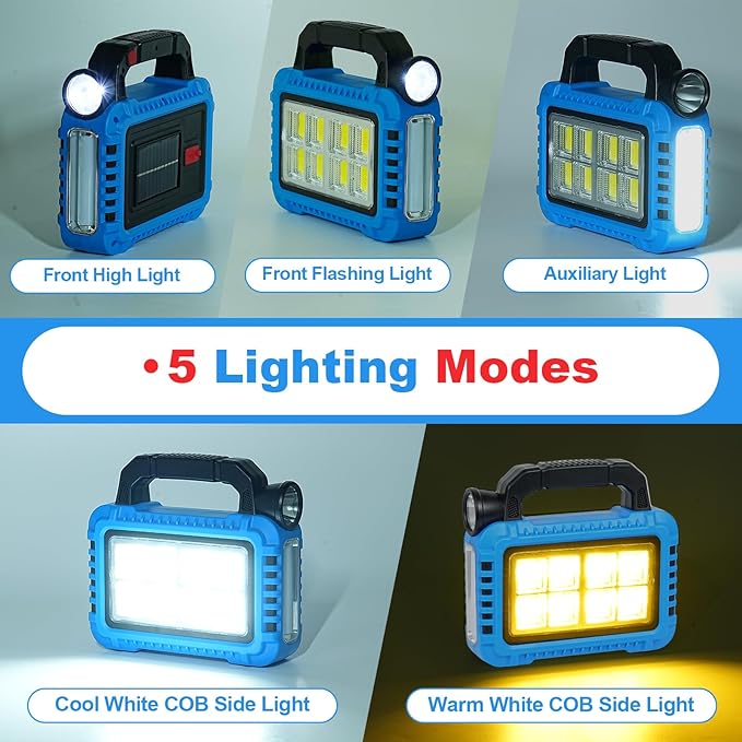 2 Pack Lantern Camping Essentials Accessories Gear Solar Lights, LED Flashlight for Power Outages, Rechargeable Tent Lights for Emergency, Hurricane, Survival Kits, Operated Lamp