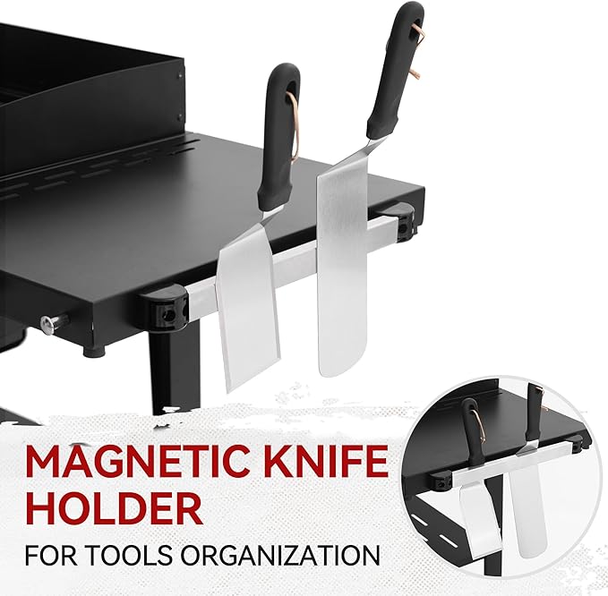 Royal Gourmet GD405A 4 Burner Propane Gas Grill and Griddle Combo with Grilling Gear Set, Griddle Grill Combo with Foldable Side Tables for Outdoor Cooking While Camping or Tailgating, Black