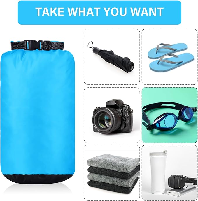 6 Pcs Waterproof Dry Bag Sack Lightweight Outdoor Dry Bags 35 L, 20 L, 15 L, 10 L, 5 L, 3 L Waterproof Boat Bag for Kayaking, Backpacking, Hiking, Camping Rafting(Blue)