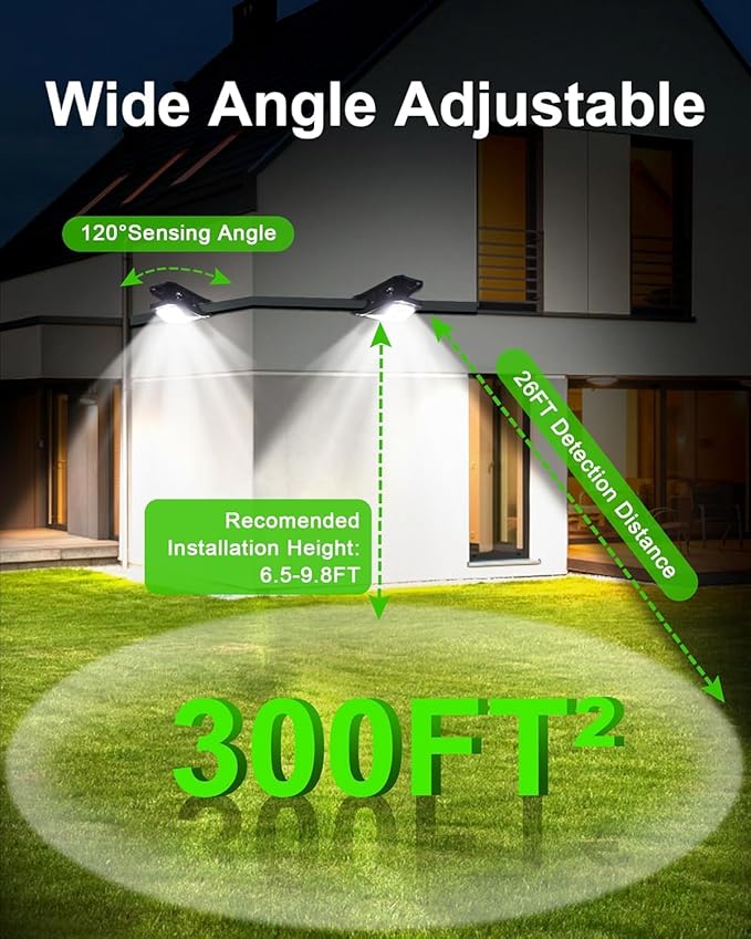 45Leds Solar Motion Sensor Lights Outdoor, Clip on Solar Lights Outdoor Waterproof, High Bright Solar Powered Security Lights for Outside Fence Chain Link Camping (2, 45 LED)