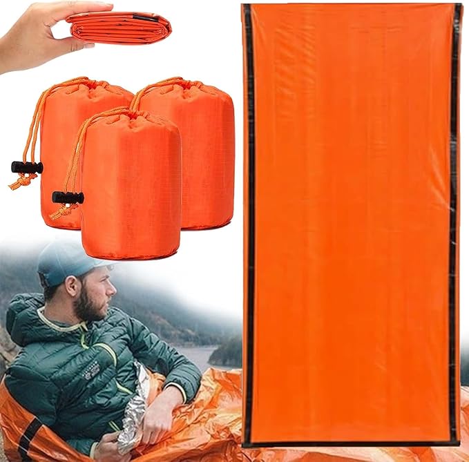 Emergency Sleeping Bag, 84"X36" Waterproof Survival Emergency Sleeping Bags for Survival, Pocket Size Survival Blanket, Thermal Bivy Sack for Outdoor Camping, Hiking,Hunting