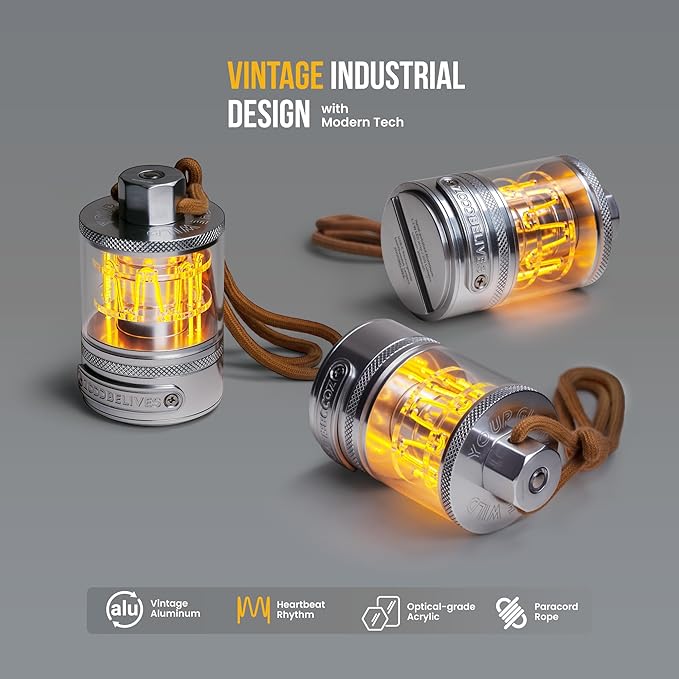 ZOOOBELIVES Vintage Aluminum Camping Lantern Light - Dimmable Warm Glow Lamp, Handcrafted Alloy, USB-C 72H Runtime, IPX4 Waterproof for Hiking, Backpacking & Glamping | LumiSummit