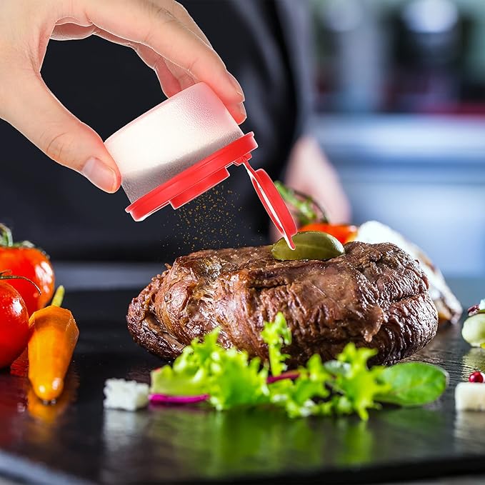 4 Pcs Salt and Pepper Shakers Set Mini Plastic Pepper Shaker with Lid Damp Proof Popcorn Containers Clear Spice Jars Salt Shaker for Travel Camping Picnic Lunch Dining Kitchen (Colorful, Small)