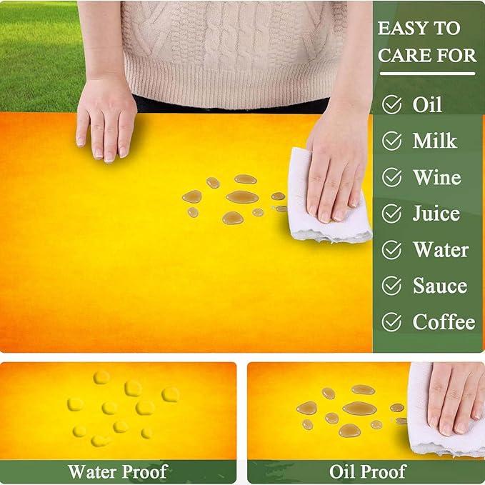 CAPSCEOLL Elastic Picnic Table Cover with Bench Covers 5Ft Waterproof Fitted Picnic Table Cover Cloths for Outdoors Camping Tablecloth with Drawstring Bag, 60X30in, Fall Yellow