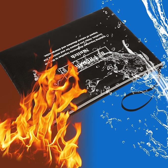 Fireproof Money Bag,Bank Bag Fireproof and Waterproof Cash Bag with Zipper Closure, Fireproof Safe Storage Bag Envelope, Suitable for documents, Bank Inventory, Passport Document Bags (Black, L)
