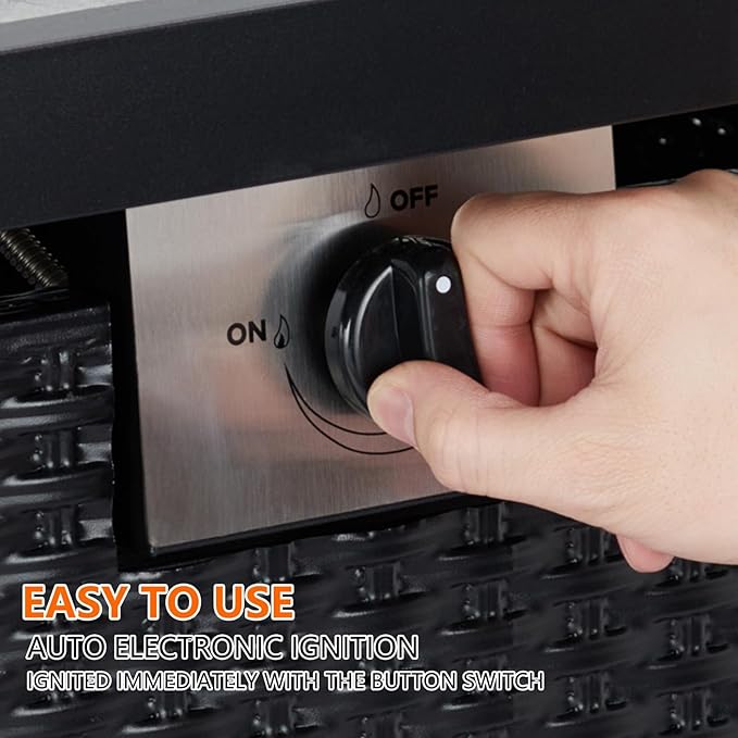 28" Propane Fire Pit Table 50000BTU, Rectangle Steel Fire Table with Cover & CSA Certified, Sturdy Iron Fence Surface