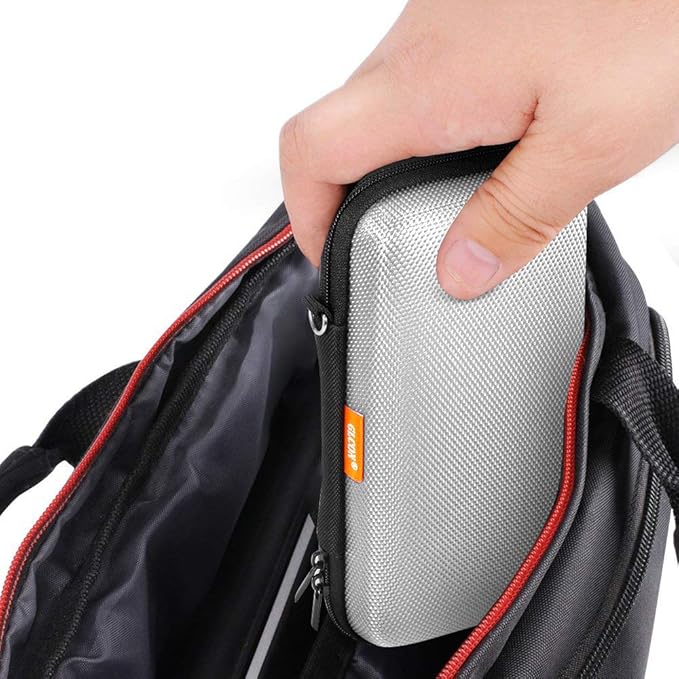 GLCON Portable Protection Hard EVA Travel Carrying Case with Mesh Pocket, Shockproof Exterior - Universal Small Electronic Tech Zipper Bag Pouch Organizer for Cell Phone, Charger, Cord, Cable - Silver