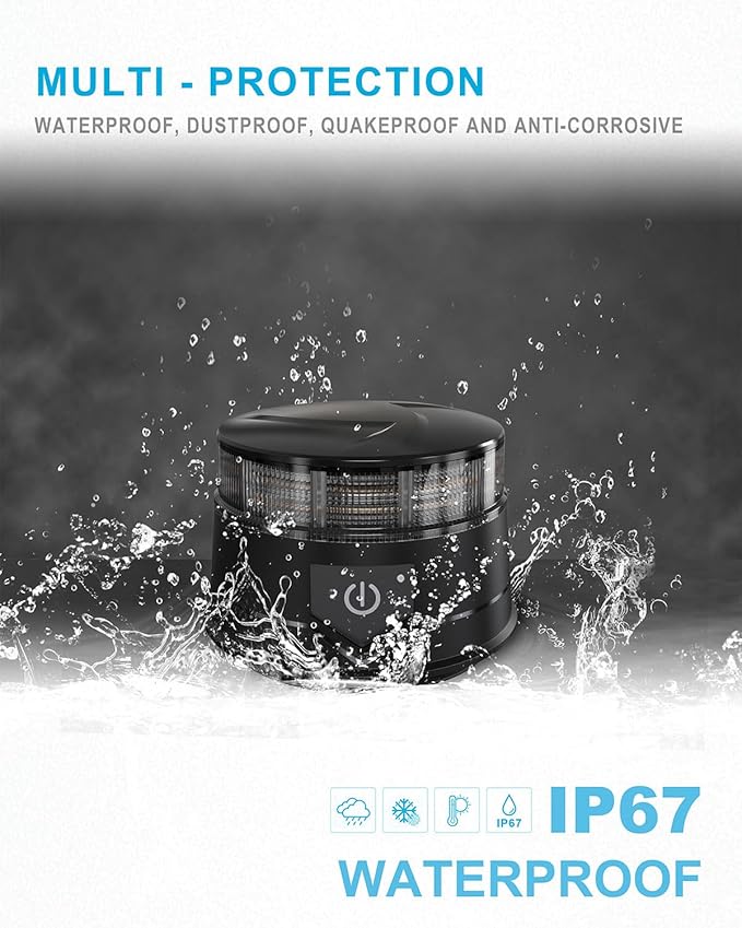 Agrieyes Amber Beacon Light 4.2Inch, Flashing Safety Warning Lights Permanent/Magnet Mount (Smoke, Remote)