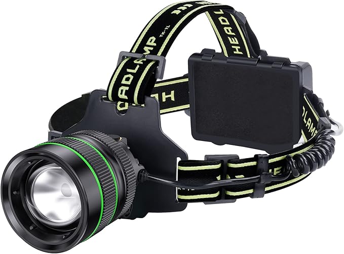 2000LM Super Bright LED Rechargeable Headlamp, Zoomable Head lamp with 5 Lighting Modes, 90° Adjustable & IP67 Waterproof for Camping | Hiking | Climbing | Fishing | Hunting | Auto Repair