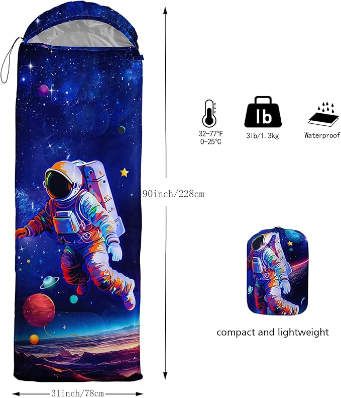 Axolotl Gamepad Sleeping Bag,3 Season Warm and Cool Weather Game Console Sleeping Bag for Boys Teens,Waterproof Lightweight Geometry Hexagonal Sleeping Bag for Traveling,Outdoors Camping,Blue,Black