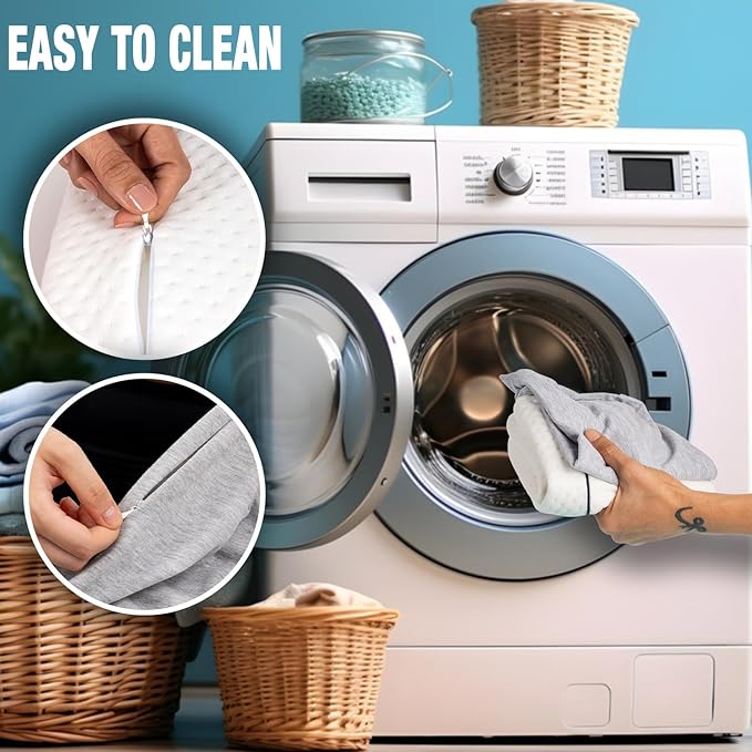 Memory Foam Pillow for Travel and Camping with Extra Cotton Cover – Easy to Carry Portable Bag (White)