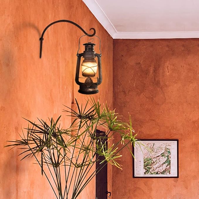 Hanging Plant Brackets Outdoor: 12-Inch Hanging Plant Hangers Wall Hooks - Wall Mount Brackets for Bird Feeder Flower Baskets Black