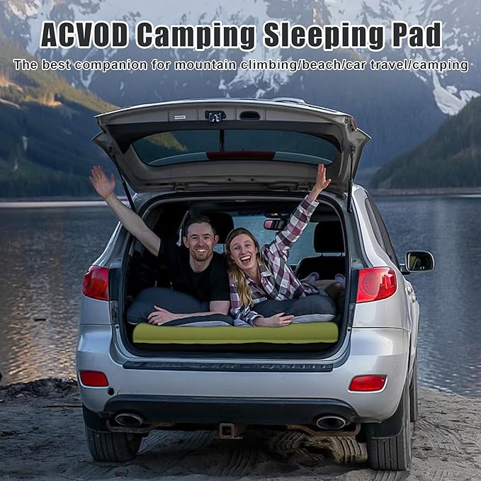 Double Sleeping Pad, Self Inflating 4.7'' Extra Thick for 2 Person Built-in Pump, Portable Camping Mattress Sleeping Mat for Backpacking Hiking Tent Travel