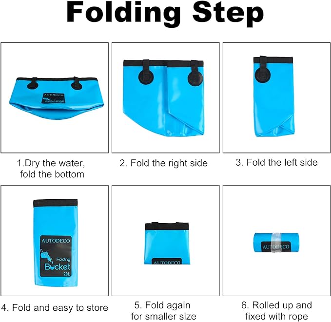 AUTODECO 2 Pack Collapsible Bucket 5 Gallon Container Folding Water Bucket Portable Wash Basin for Outdoor Travelling Camping Fishing Gardening Car Washing 20L