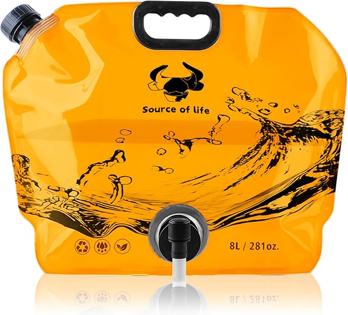 Camping Water Jug 2.1 Gallon CollapsibleWater Container Portable Water Bag for TravelOutdoor Hiking BPA Free Lightweight (Orange (2.1 Gal), 4)