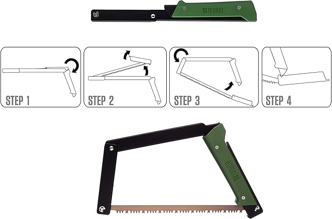 AGAWA - BOREAL15 -> 15 Inch Folding Bow Saw (Black Frame - Green Handle - All Purpose Blade)