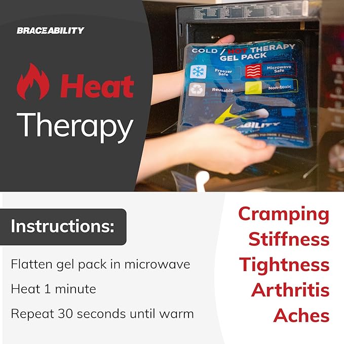 BraceAbility Medical Gel Hot Cold Pack - Reusable Soft Flexible Ice Pack for Hip, Shoulder, Knee, Back - Comfort Cold Compress for Injuries, Swelling, Bruises, Surgery, Kids, Adults (6.5" x 9.5")