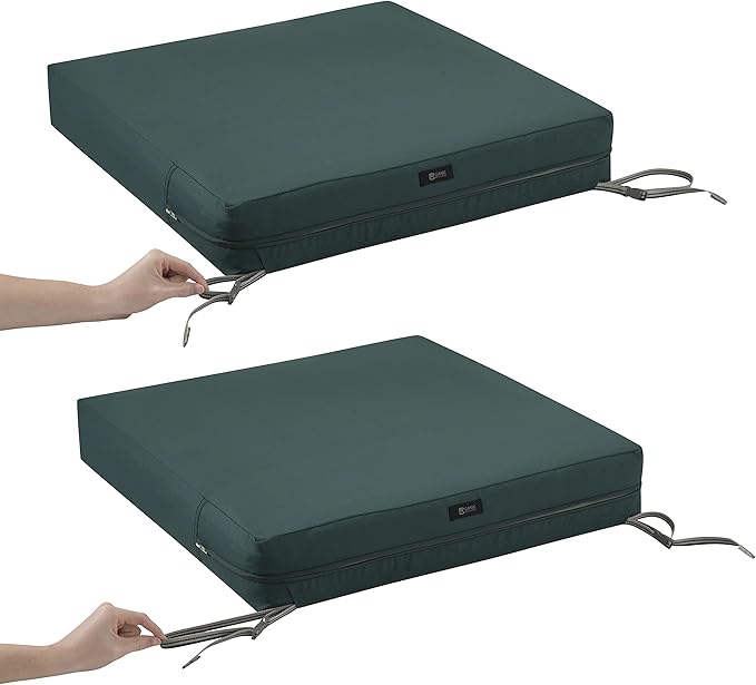 Classic Accessories Ravenna Water-Resistant 21 x 19 x 5 Inch Patio Seat Cushion, Mallard Green, Patio Loveseat Cushion